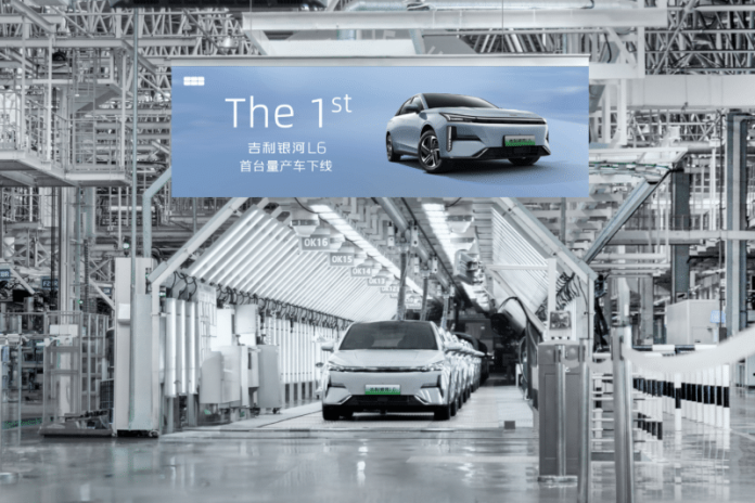 The Geely Galaxy L6 starts mass production as the first car rolls off production line