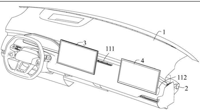 Zeekr CS1E sedan interior exposed with three screens. One of them can move
