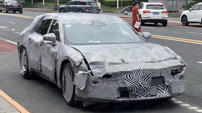 Xpeng P6 spied and is a sleek four-door electric coupe with up to 700km range