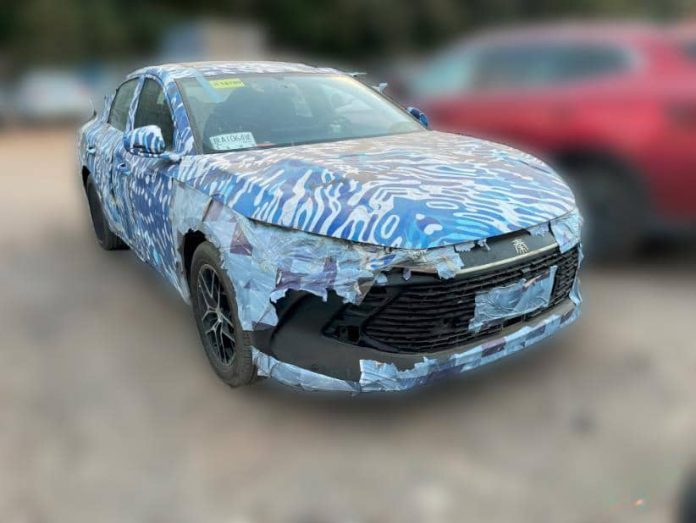 BYD Qin Plus sedan seen testing with new DM 5.0 PHEV powertrain