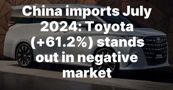 China imports July 2024: Toyota (+61.2%) stands out in negative market