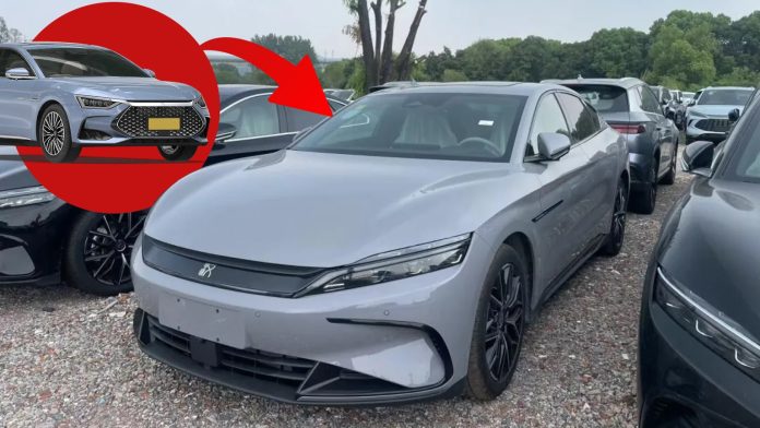 New 2025 BYD Han DM-i with Han EV face arrived at dealers in China