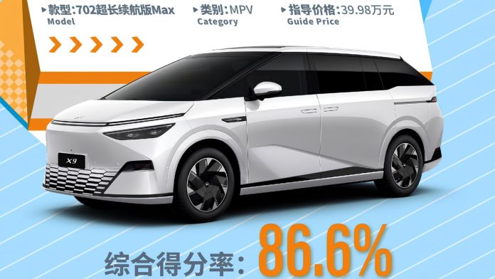 Xpeng X9 electric minivan scored five stars in C-NCAP crash test