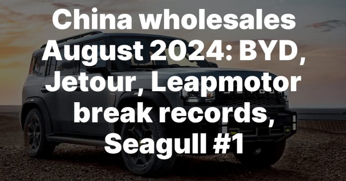 China wholesales August 2024: BYD, Jetour, Leapmotor break records, Seagull #1