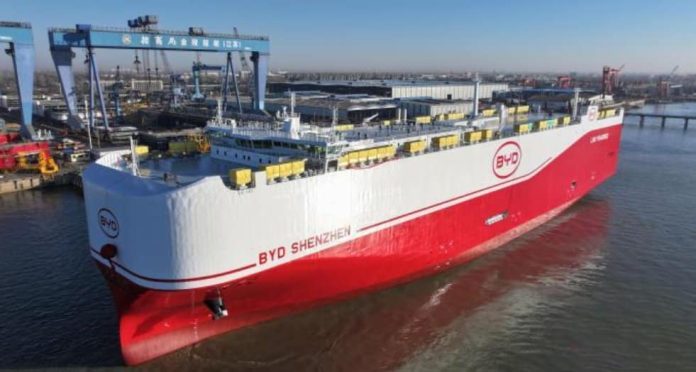 BYD Shenzhen, world’s largest 9,200-car carrier, undocked in China