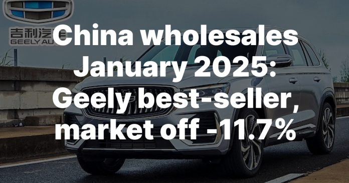 China wholesales January 2025: Geely best-seller, market off -11.7%